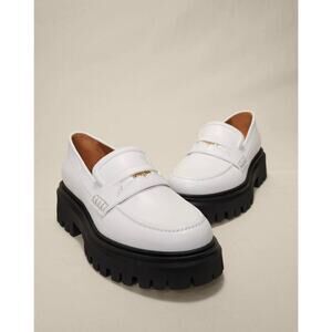 NEW Maje Leather Platform Coin Loafers White size 38/ 7.5
